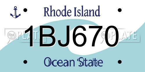 1BJ670 Rhode Island License Plate