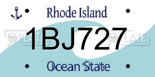 1BJ727 Rhode Island License Plate