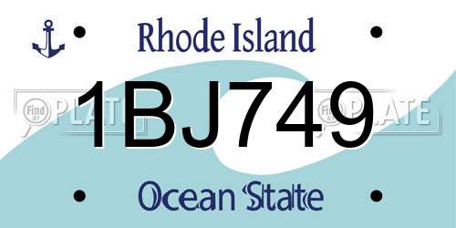 1BJ749 Rhode Island License Plate
