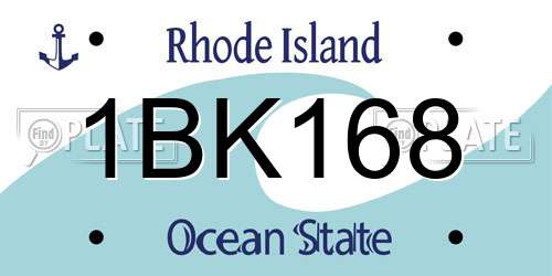 1BK168 Rhode Island License Plate