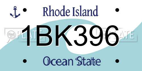 1BK396 Rhode Island License Plate