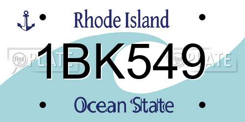 1BK549 Rhode Island License Plate