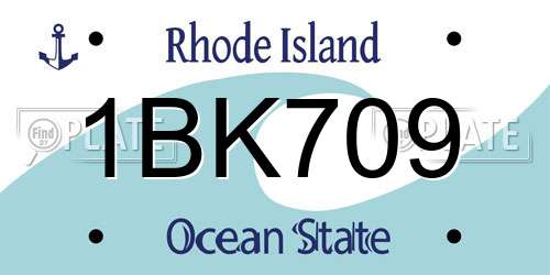 1BK709 Rhode Island License Plate