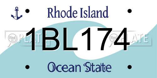 1BL174 Rhode Island License Plate