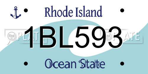 1BL593 Rhode Island License Plate