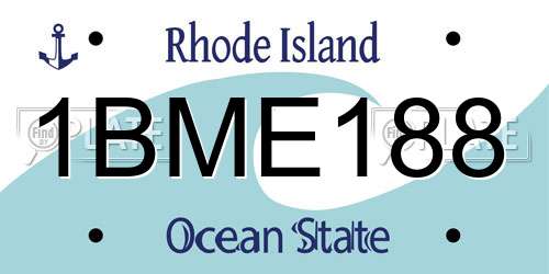 1BME188 Rhode Island License Plate