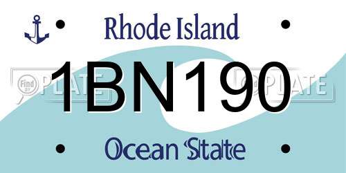 1BN190 Rhode Island License Plate