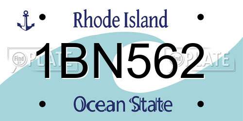 1BN562 Rhode Island License Plate