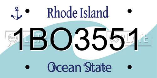 1BO3551 Rhode Island License Plate