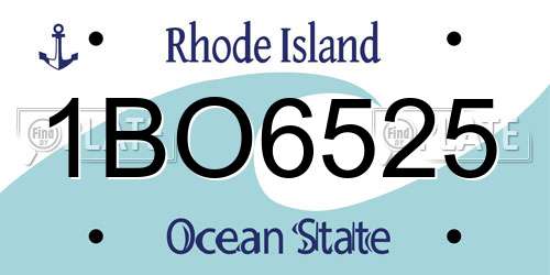 1BO6525 Rhode Island License Plate