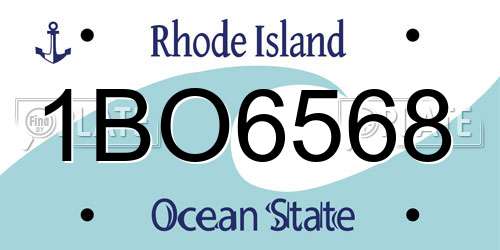 1BO6568 Rhode Island License Plate