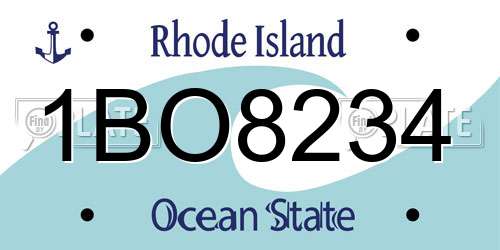 1BO8234 Rhode Island License Plate