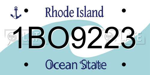 1BO9223 Rhode Island License Plate