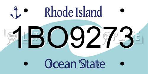1BO9273 Rhode Island License Plate