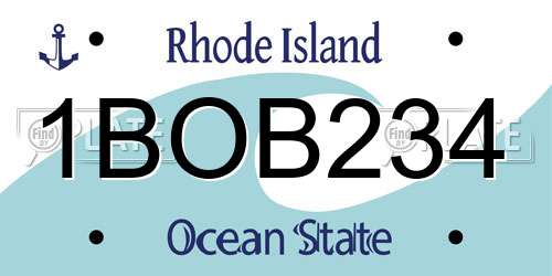 1BOB234 Rhode Island License Plate