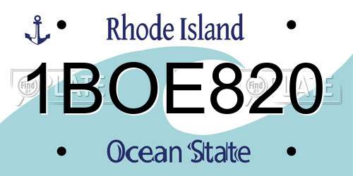 1BOE820 Rhode Island License Plate