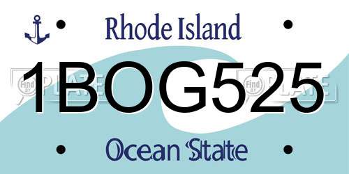 1BOG525 Rhode Island License Plate