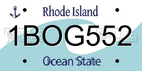 1BOG552 Rhode Island License Plate