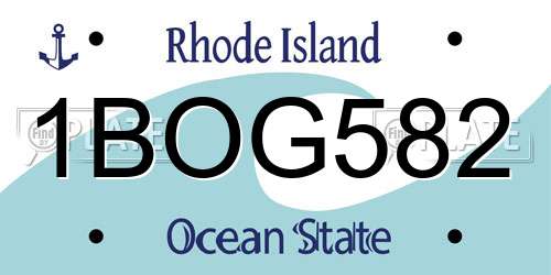 1BOG582 Rhode Island License Plate