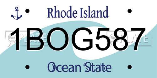 1BOG587 Rhode Island License Plate