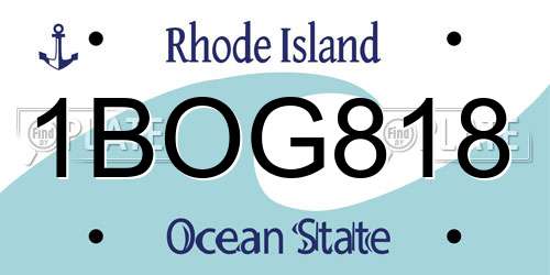1BOG818 Rhode Island License Plate