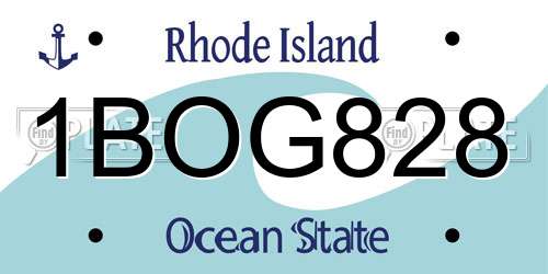1BOG828 Rhode Island License Plate