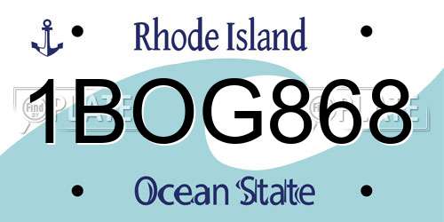 1BOG868 Rhode Island License Plate