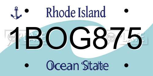 1BOG875 Rhode Island License Plate