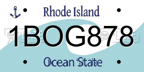1BOG878 Rhode Island License Plate