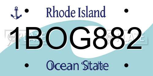 1BOG882 Rhode Island License Plate
