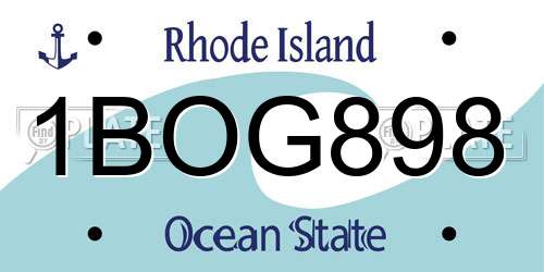 1BOG898 Rhode Island License Plate