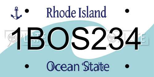 1BOS234 Rhode Island License Plate
