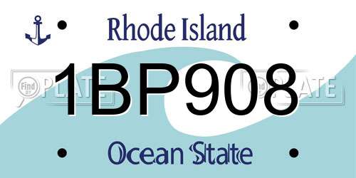1BP908 Rhode Island License Plate