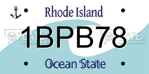 1BPB78 Rhode Island License Plate