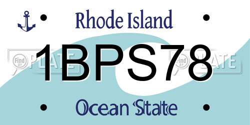 1BPS78 Rhode Island License Plate