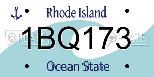 1BQ173 Rhode Island License Plate