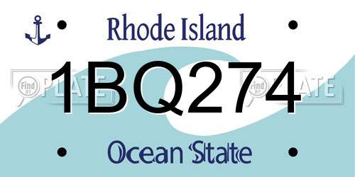 1BQ274 Rhode Island License Plate