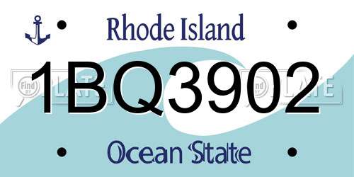 1BQ3902 Rhode Island License Plate