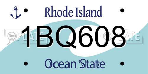 1BQ608 Rhode Island License Plate
