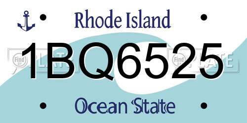 1BQ6525 Rhode Island License Plate
