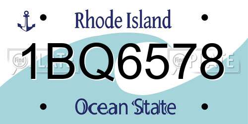1BQ6578 Rhode Island License Plate
