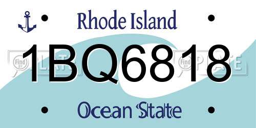 1BQ6818 Rhode Island License Plate