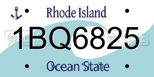 1BQ6825 Rhode Island License Plate