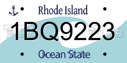 1BQ9223 Rhode Island License Plate