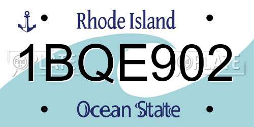 1BQE902 Rhode Island License Plate