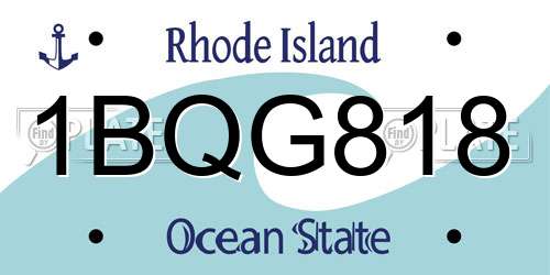 1BQG818 Rhode Island License Plate