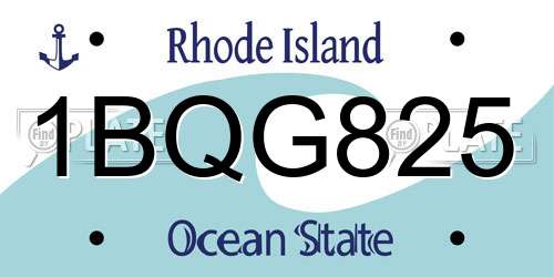 1BQG825 Rhode Island License Plate