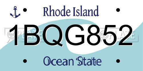 1BQG852 Rhode Island License Plate
