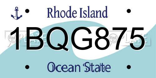 1BQG875 Rhode Island License Plate