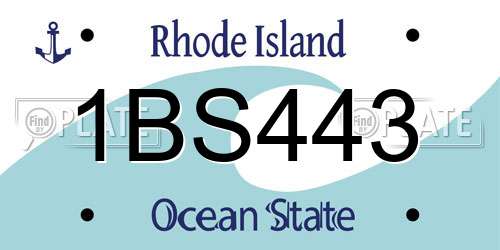 1BS443 Rhode Island License Plate